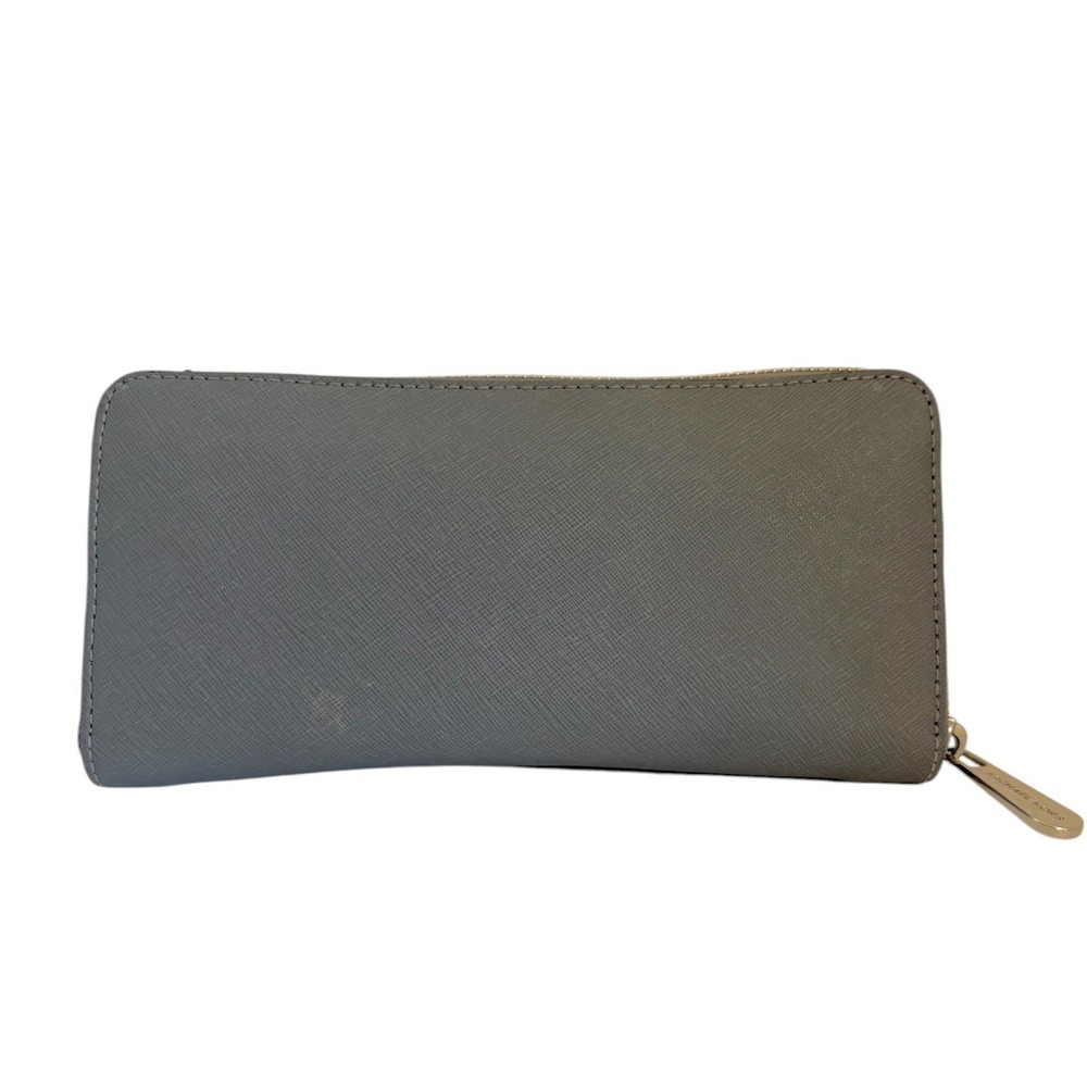 Michael Kors Grey Saffiano Leather Jet Set Continental Zip Around Wallet Large - Picture 2 of 8